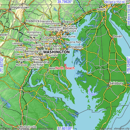 Topographic map of North Beach