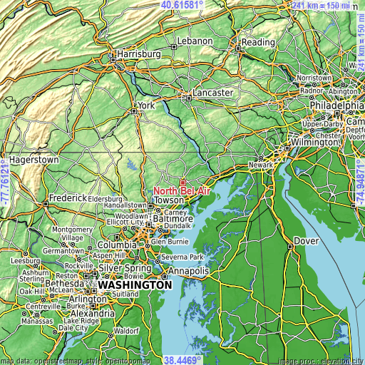 Topographic map of North Bel Air