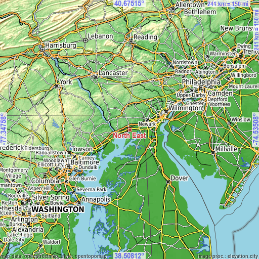 Topographic map of North East