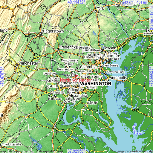 Topographic map of North Kensington