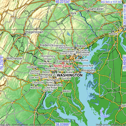 Topographic map of North Laurel