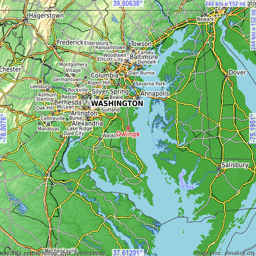 Topographic map of Owings