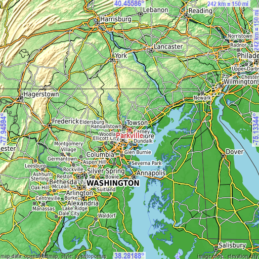 Topographic map of Parkville