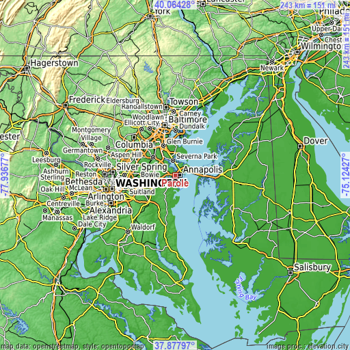 Topographic map of Parole