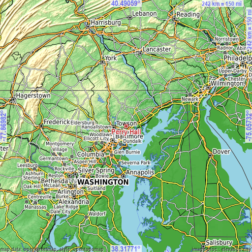 Topographic map of Perry Hall