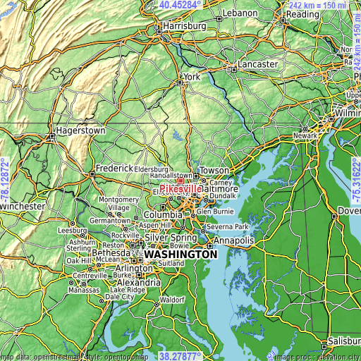 Topographic map of Pikesville