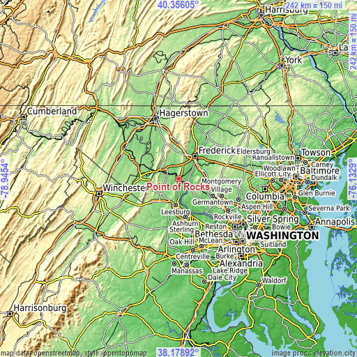 Topographic map of Point of Rocks