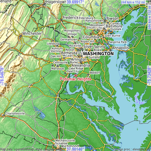 Topographic map of Potomac Heights