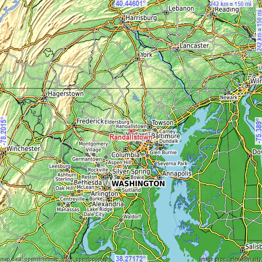 Topographic map of Randallstown