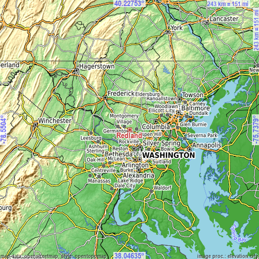 Topographic map of Redland