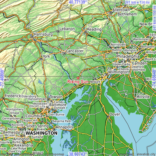 Topographic map of Rising Sun