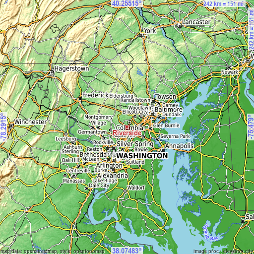 Topographic map of Riverside