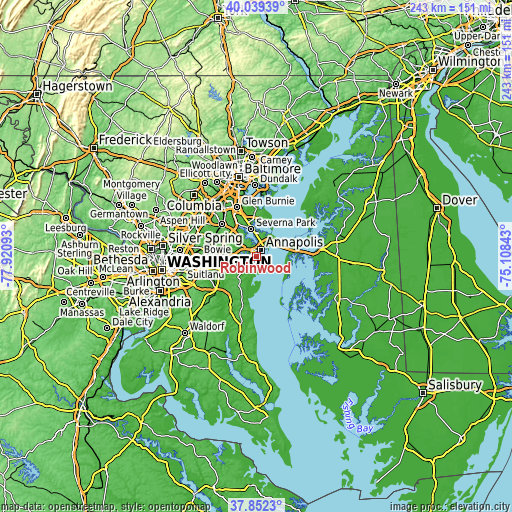 Topographic map of Robinwood