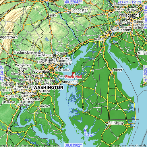 Topographic map of Rock Hall