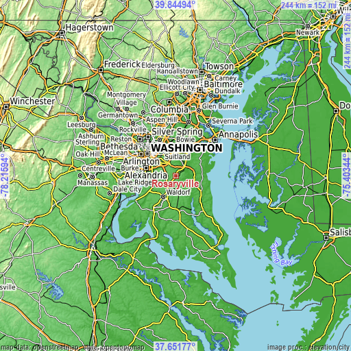 Topographic map of Rosaryville