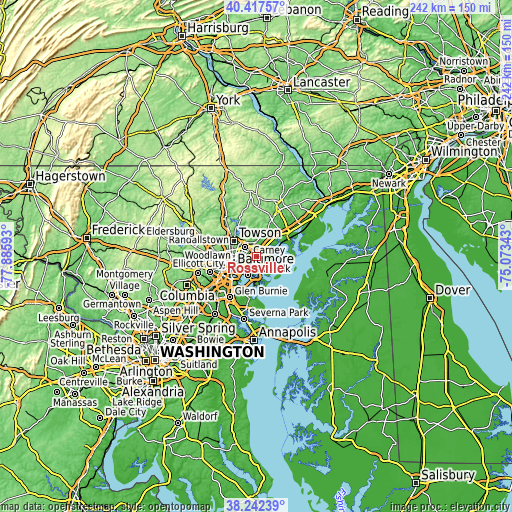 Topographic map of Rossville