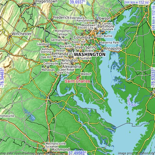 Topographic map of Saint Charles