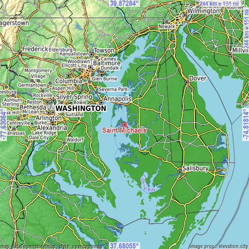 Topographic map of Saint Michaels