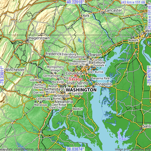 Topographic map of Savage