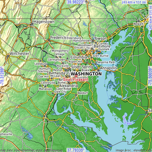 Topographic map of Seat Pleasant