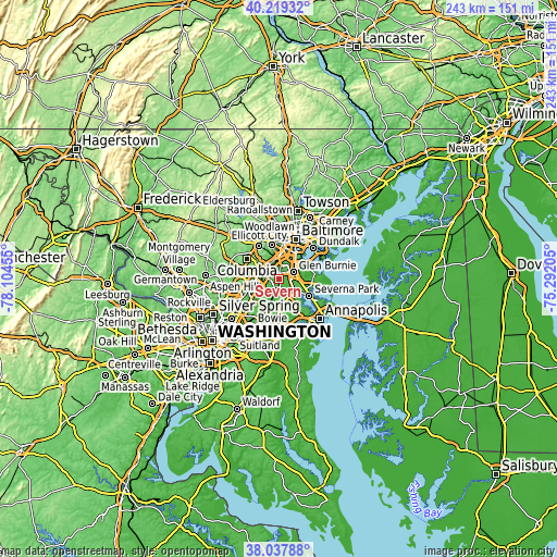 Topographic map of Severn