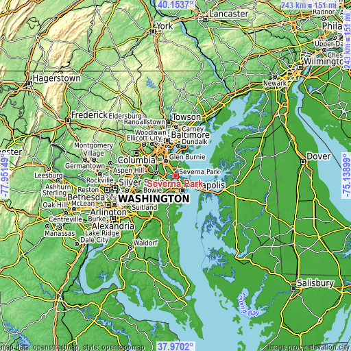 Topographic map of Severna Park