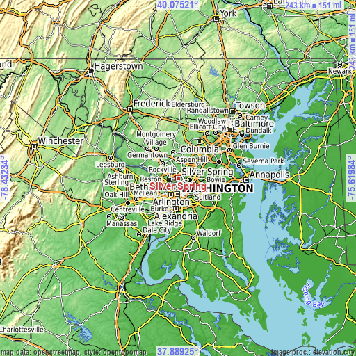 Topographic map of Silver Spring