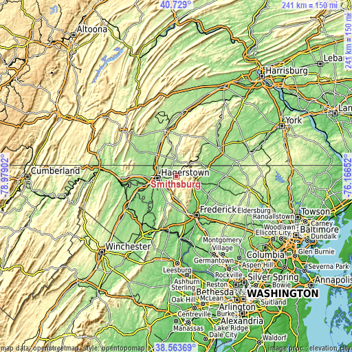 Topographic map of Smithsburg