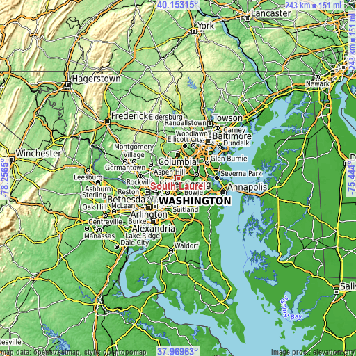 Topographic map of South Laurel