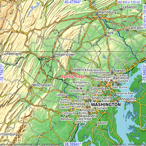 Topographic map of Spring Ridge