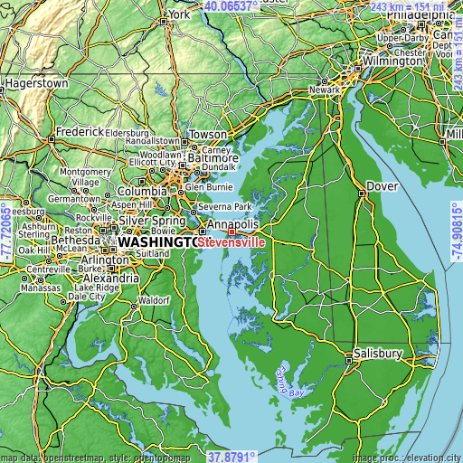 Topographic map of Stevensville