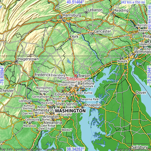 Topographic map of Timonium