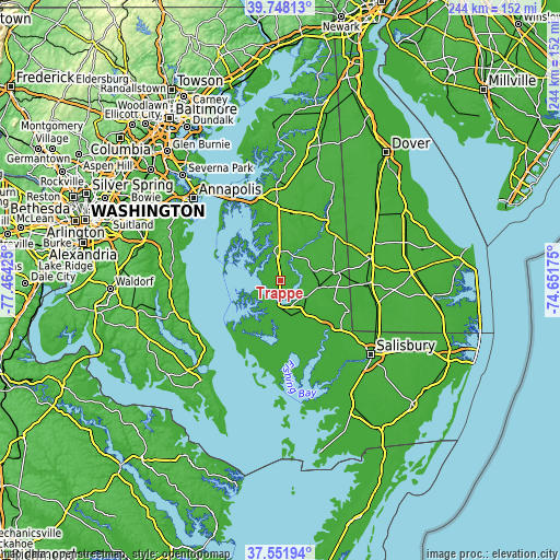 Topographic map of Trappe