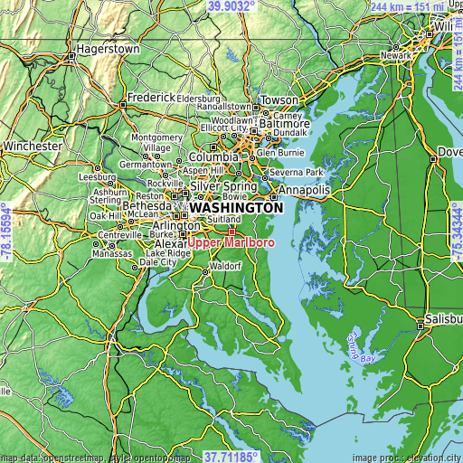 Topographic map of Upper Marlboro