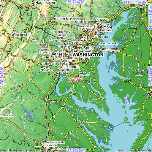 Topographic map of Waldorf