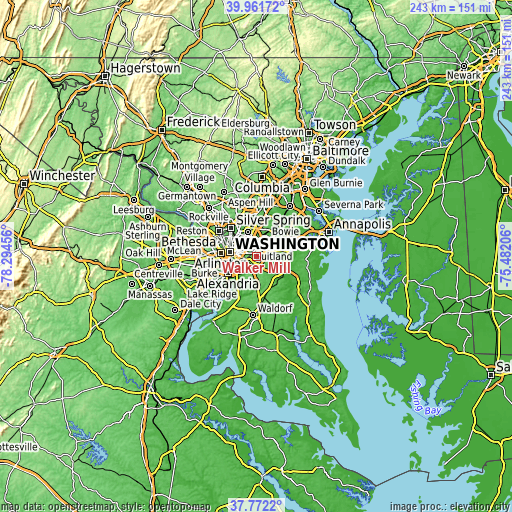 Topographic map of Walker Mill