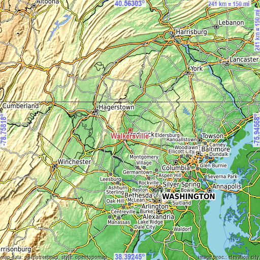 Topographic map of Walkersville