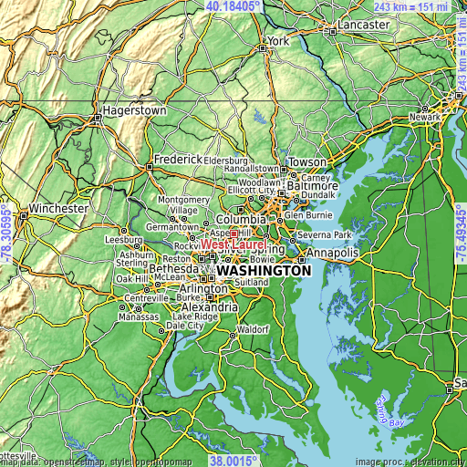 Topographic map of West Laurel