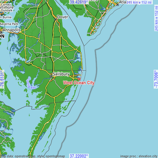 Topographic map of West Ocean City