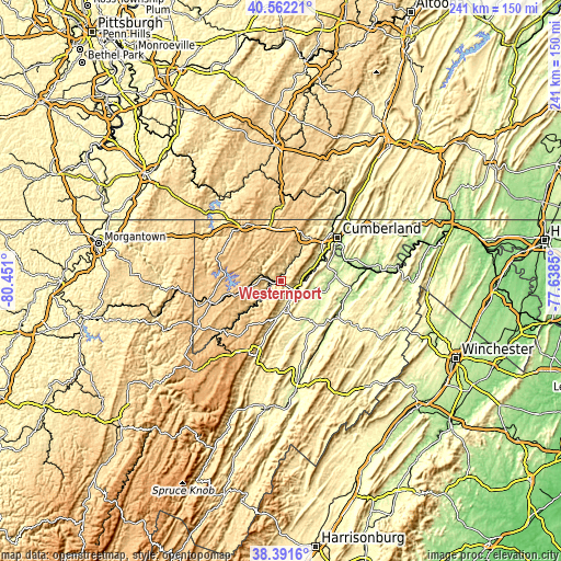 Topographic map of Westernport