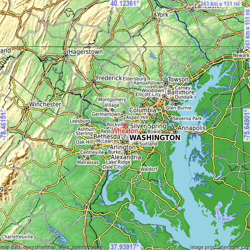 Topographic map of Wheaton