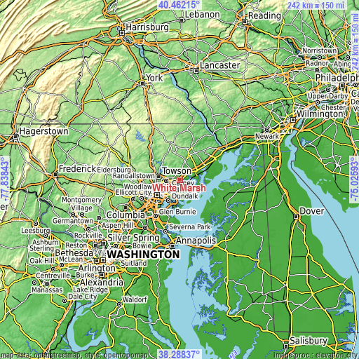 Topographic map of White Marsh