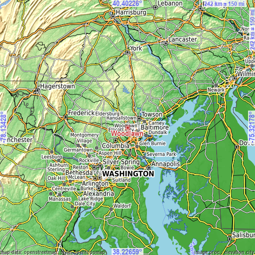 Topographic map of Woodlawn