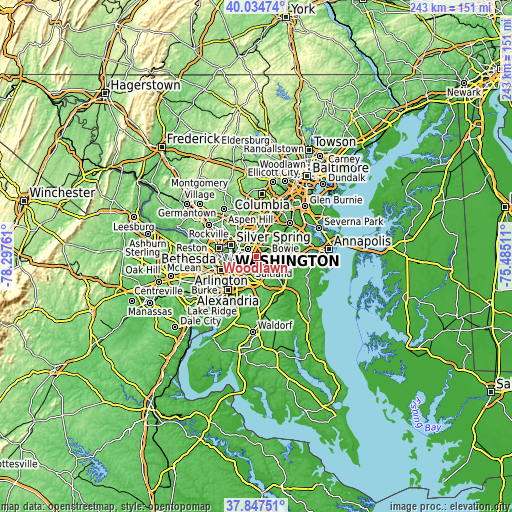 Topographic map of Woodlawn