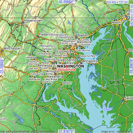 Topographic map of Woodmore