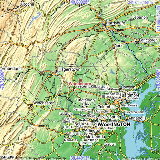 Topographic map of Woodsboro