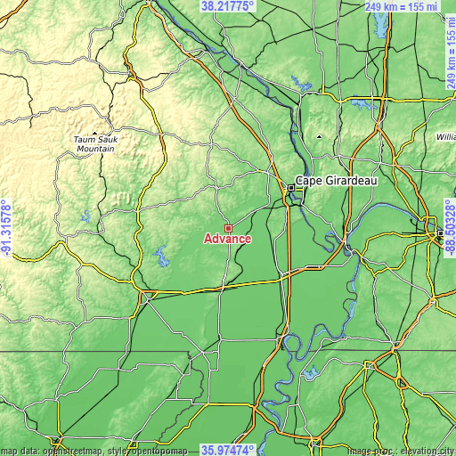 Topographic map of Advance