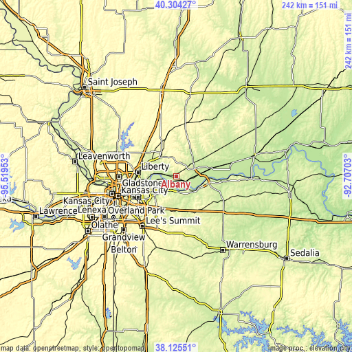 Topographic map of Albany