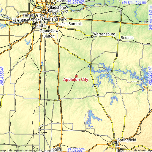 Topographic map of Appleton City