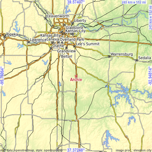 Topographic map of Archie